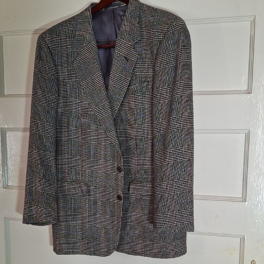 Classic Black and White Checkered Men's Blazer